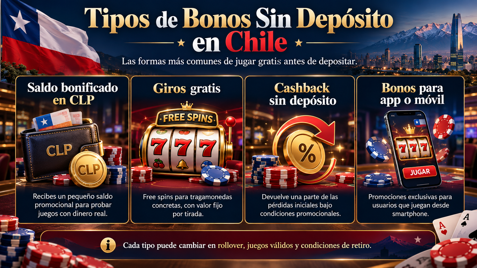Guía de Bonos de Casino Sin Depósito en Chile 2026